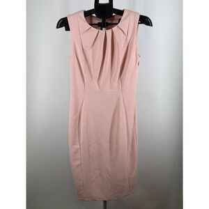 Stella & Julie Blush Pink Pleated Neck Sleeveless‎ Sheath Dress Size 8